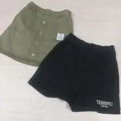 LOVETOXIC オリーブデニムスカート&ブラックパンツ
