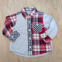 BREEZE クレイジーパターン チェック長袖シャツ 80cm