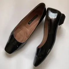 RABOKIGOSHI works ブラック スクエアトゥパンプス　エナメル