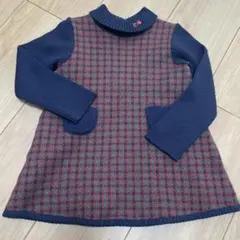 ファミリア　ファミリアチェック　ニット　ワンピース