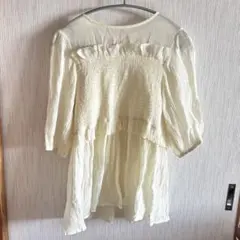 しまむら 半袖 トップス ホワイト ブラウス Mサイズ