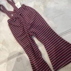 100 &pal 2way サロペット フレアパンツ　ボーダー　パープル