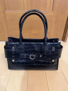 4℃ クロコダイル風バック　黒