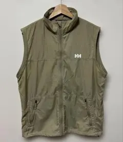 【人気】HELLY HANSEN ナイロンベスト 刺繍ロゴ 裾ドローコード付