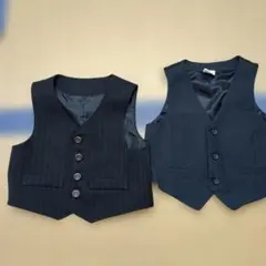 H&М フォーマルベスト（74㌢）、ストライプベスト（80㌢）2点セット