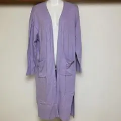 クミキョク ラベンダーロングニットカーディガン　5 大きいサイズ