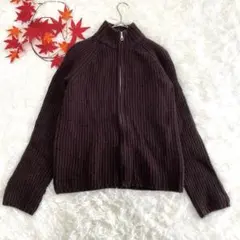 ユニクロ　UNIQLO リブ編みジッパーニット　長袖セーター　暖かい　フリー