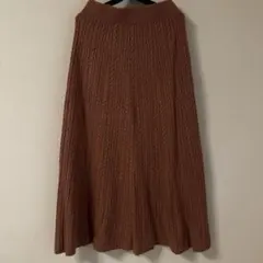 B:MING by BEAMS ブラウン ケーブル編み ロングスカート ビームス