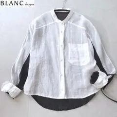 ブランバスク バンドカラー ラミーシャツ パールボタン長袖