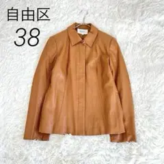 自由区 フェイクレザー ジャケット ライダース シングル キャメル 38
