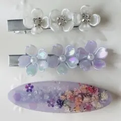 SALE‼︎ハンドメイド　花モチーフ ヘアクリップセット　ヘアアクセサリー