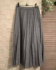 グレー チェック柄 プリーツスカート