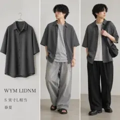 WYM LIDNM 春夏 モード きれカジ シアー半袖シャツ チャコール Mのサムネイル