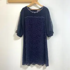 アプワイザーリッシェ ビジュー付きレースワンピース 袖シフォン フォーマル