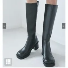 スクエアトゥロングブーツ ブラック