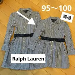 美品 95 100 3T ラルフローレン ワンピース シャツワンピース ネイビー