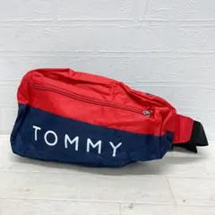 ゆ112★ TOMMY ボディバッグ ワンショルダーバッグ ネイビー レッド