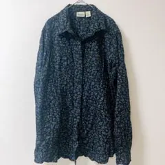 クラシックエレメンツ 総柄シャツ レギュラーカラー 長袖 XL 3L 黒 綿のサムネイル