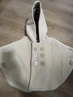 ミキハウス　ベージュ フリース ポンチョ 6ボタン　フリーサイズ