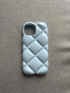 iPhone15 キルティング風ケース ライトブルー　韓国