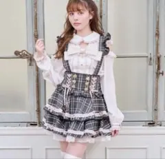 lizlisa はしごリボンチェックティアードスカパン