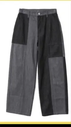 しまむら2pinkブラックデニムパッチワークパンツ64サイズ
