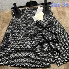 31 Sons de mode リボン付きツイードミニスカート （ブラック）