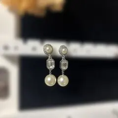 パール　イヤリング　シルバー