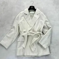 美品　GALERIE VIE コットンリネンマットクロス ベルテッドジャケット