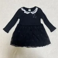 美品　ピューピルハウス　90cm 長袖ワンピース　チュール　リボン　レース