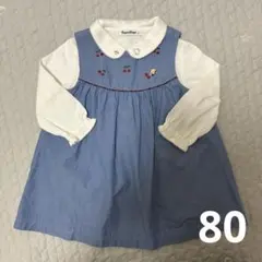 ファミリア　familiar デニムジャンパースカート ワンピース ブラウス80