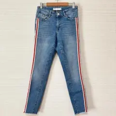 ZARA スキニー デニム Z1975 サイドライン パンツ サックスブルー