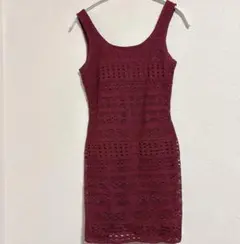 【美品】GARAGE 総レース タイトワンピース ボルドー XS