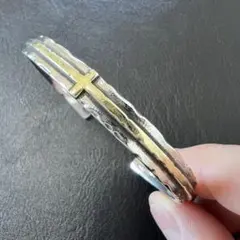 シルバー ゴールド クロス バングル