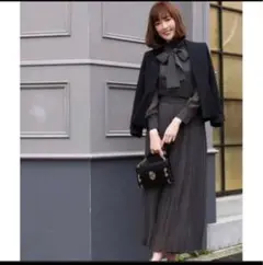 未使用近　ペプラムジャケット＆トップス＆シフォンワイドパンツ3点　S