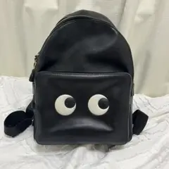 目デザイン 黒レザーリュック　アニヤハインドマーチ　バックパック　eyes