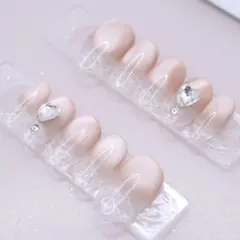 【96】ネイルチップ Sサイズ ヌードベージュマグネット　クリアフレンチ　グラデ