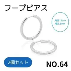 NO.64 フープピアス ステンレス シルバー 12mm 2個セット