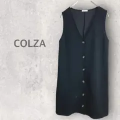 【コルザ】前開きワンピース M ベストワンピース ノースリーブ Vネック タイト