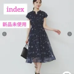 index インデックスシアーフラワーワンピース花柄洗濯機洗い可ウォッシャブル