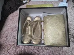 【お値下げしました】キンワシ印草履バッグセット美品ゴールド和装用振袖・訪問着対応