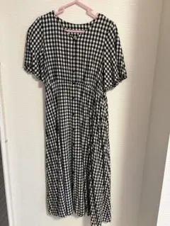 グローバルワーク　ワンピース　ギンガムチェック　半袖　M
