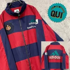 レア 90s USA古着○アディダス 両面刺繍ナイロンジャケット メンズL