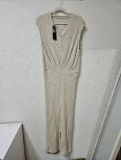 ノースリーブニットロングワンピース