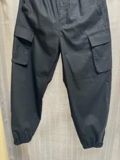 GU KIDS(男女兼用)ワイドカーゴジョガーパンツ黒160サイズ