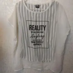 ストライプ柄 ホワイト Tシャツ 160サイズ