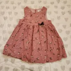 スラップスリップ 花柄ワンピース ベビーワンピース 90 ピンクコーデュロイ