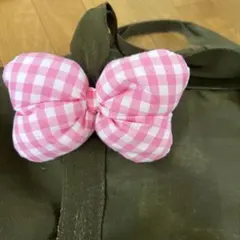 スクバに♡一個600円！ リボン型♡ピンクギンガムチェック柄♡デカリボンゴム！