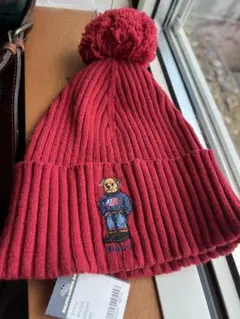 Polo Ralph Lauren ポロベア刺繍 ニット帽 レッド