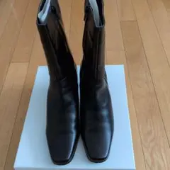新品未使用24センチmissy des missy 黒レザースクエアトゥブーツ